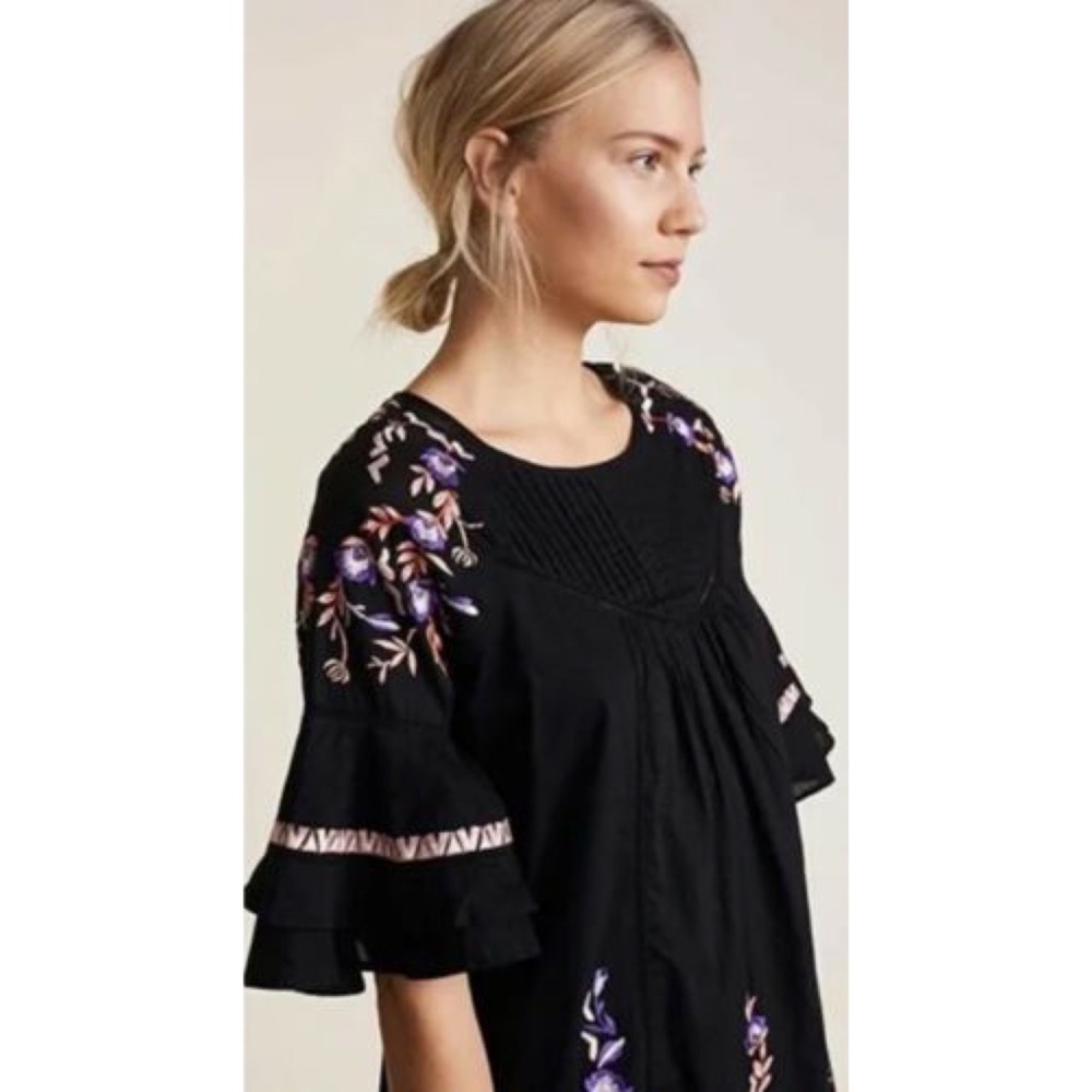 Free People Pavlo Embroidered Ruffle Mini Dress Size XS - Picture 5 of 14